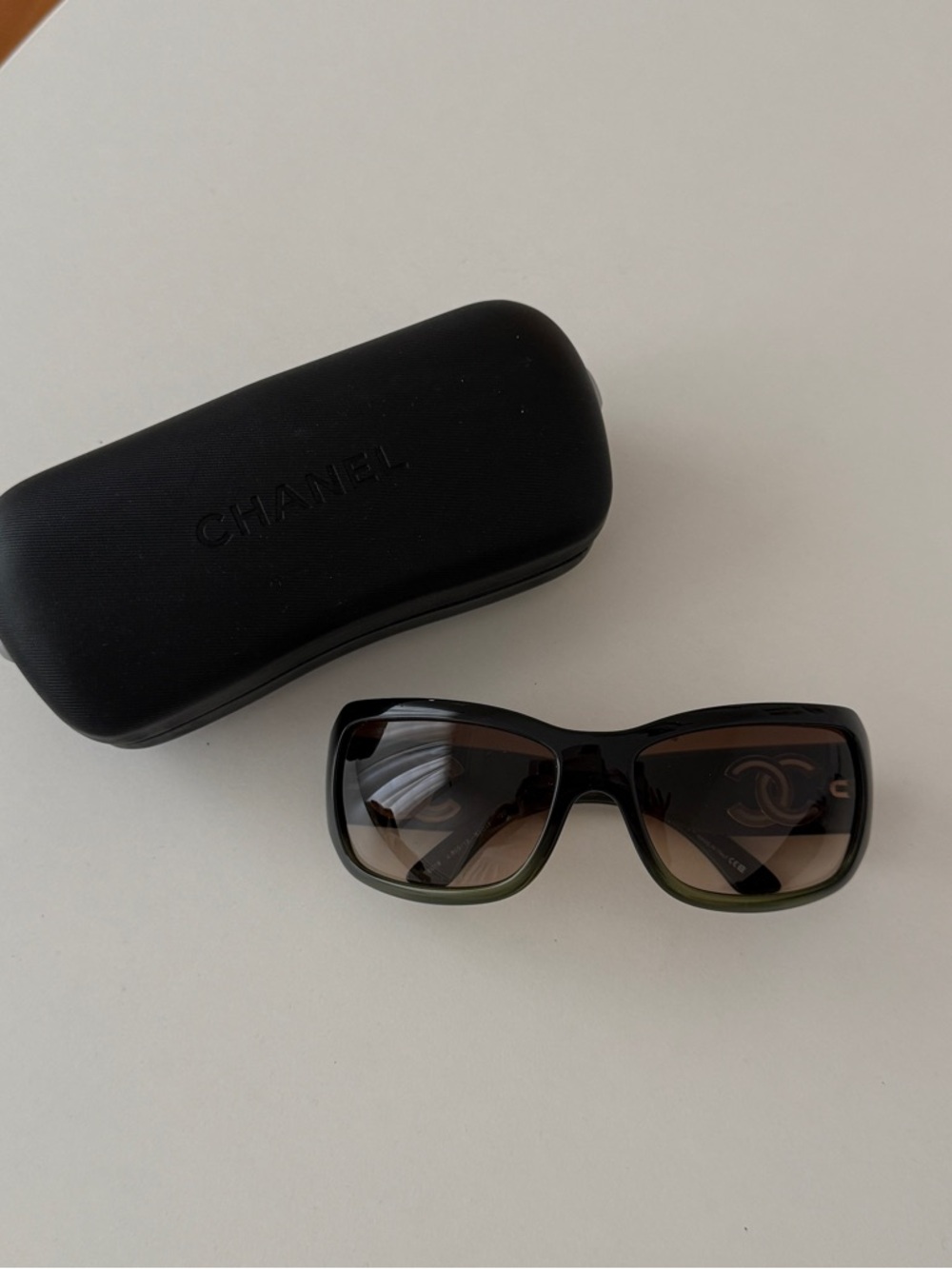 CHANEL 6018 Black Sunglasses in Black/Olive Gradient Lenses